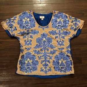 Tracy Reese Sequin Blouse Top, Size Small S
